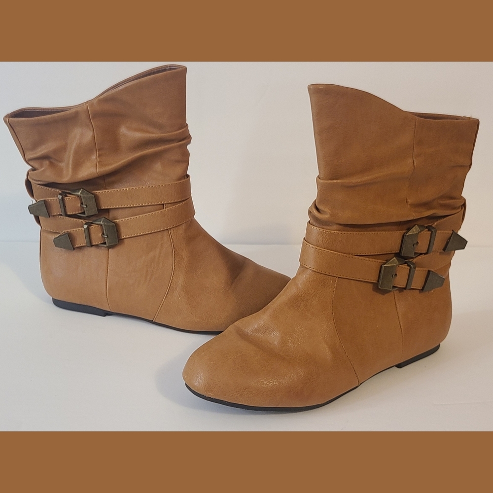 DEB Brown Double Buckle Ankle Boot